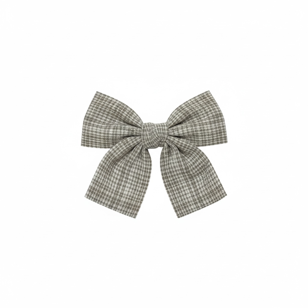 Checked light brown fabric bow
