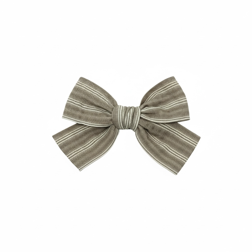 Brown stripy fabric bow