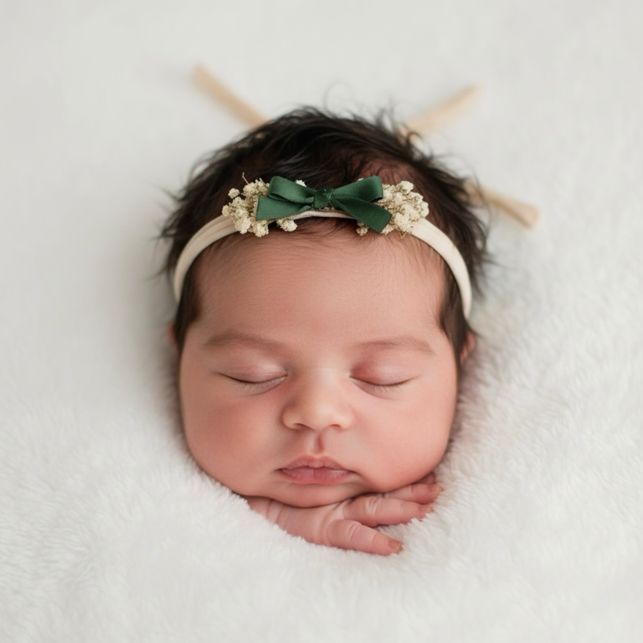 Velvet bow with flowers on a ivory tie back