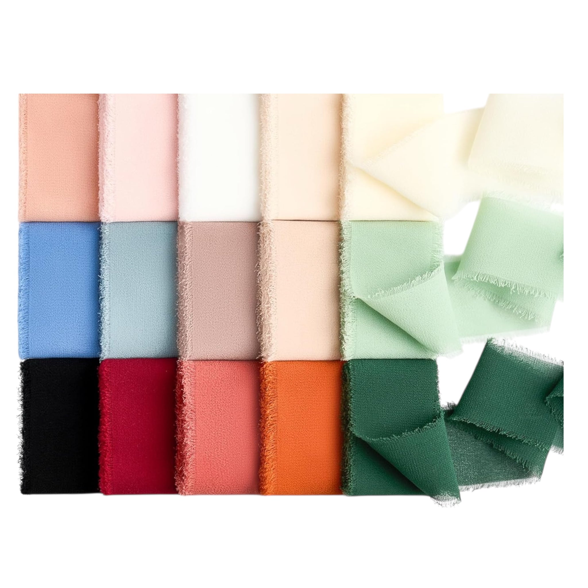 Frayed chiffon bow on an ivory tie back