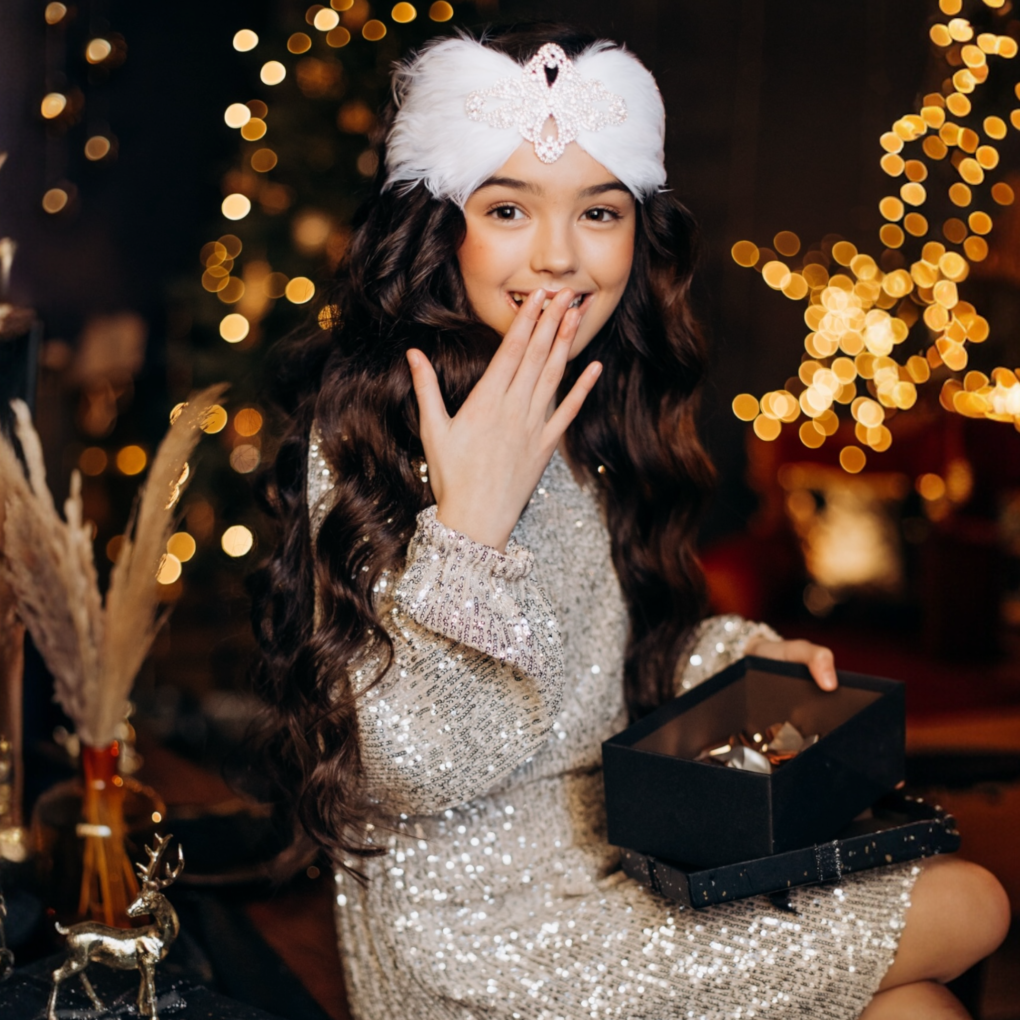 White feathers and crystal diamante patch with Swarovski crystals