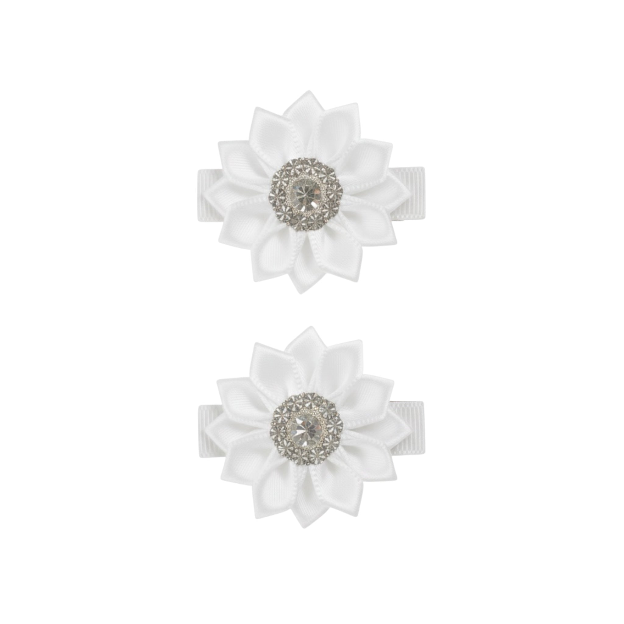 Pair of satin rosettes with rhinestones