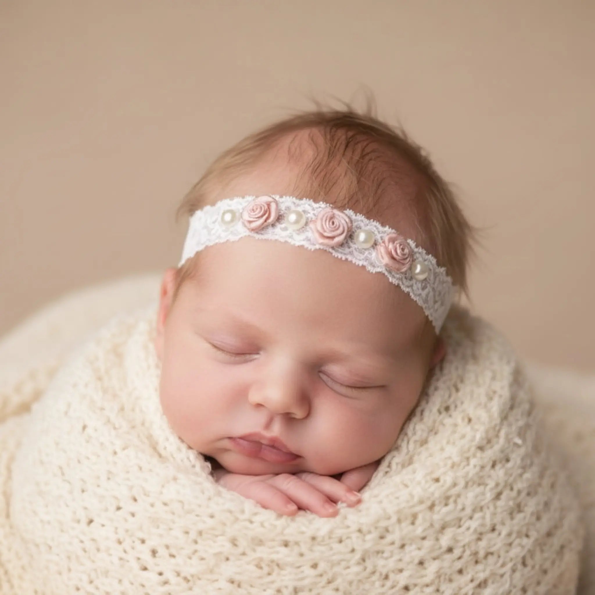 Lace headband with champagne roses Cute Cute
