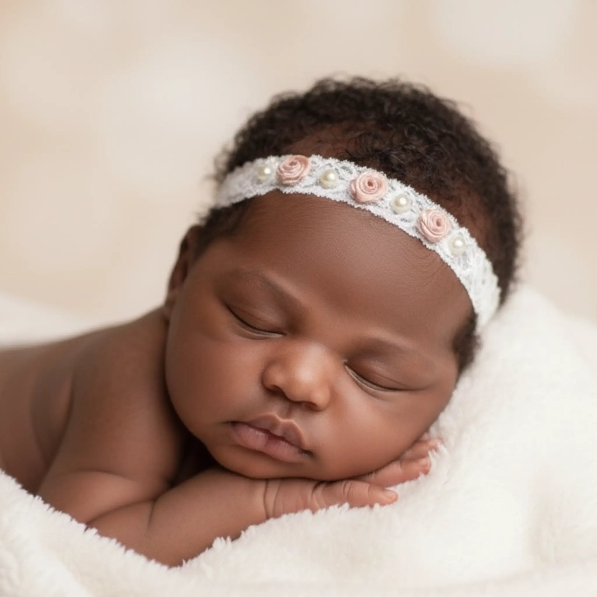 Lace headband with champagne roses Cute Cute