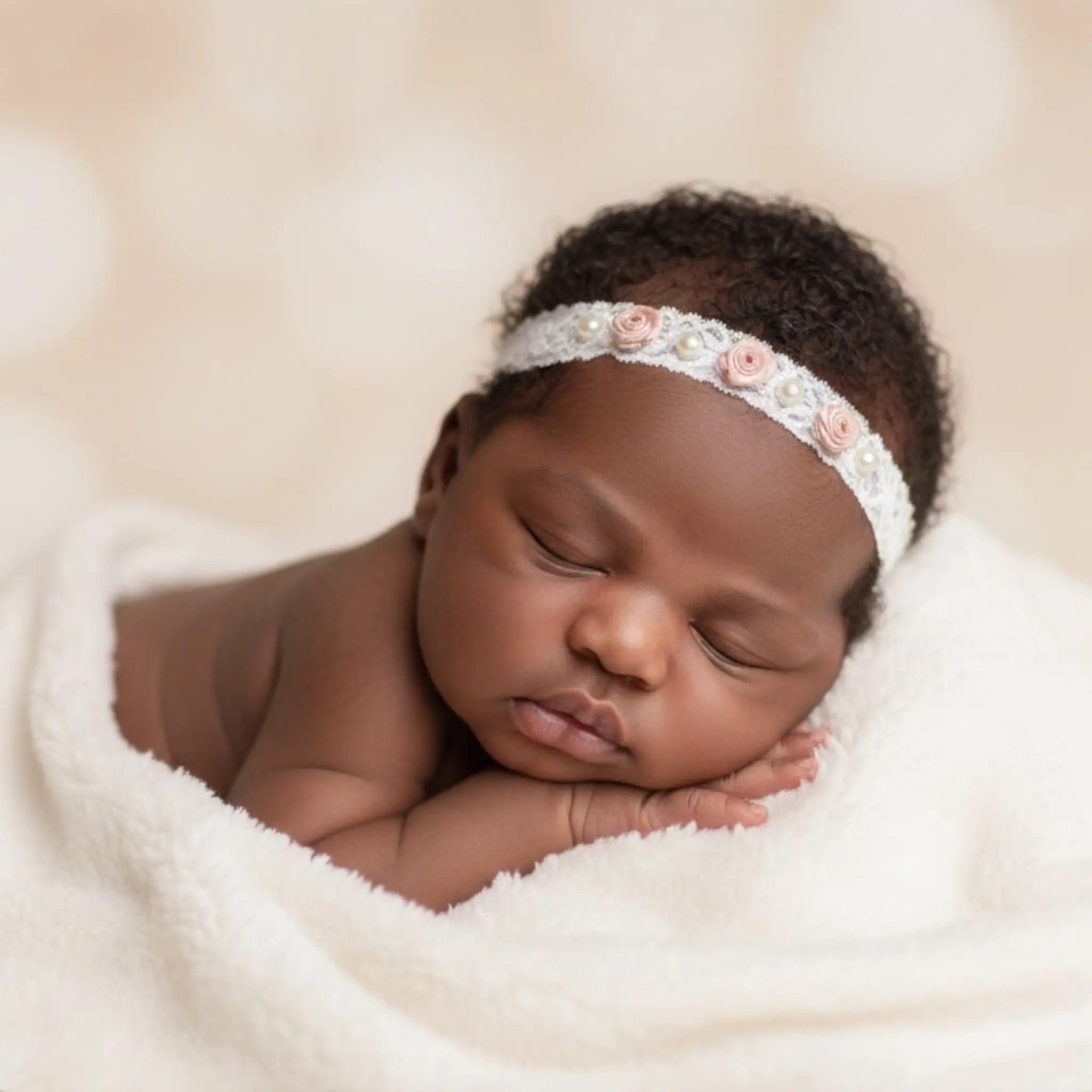 Lace headband with champagne roses Cute Cute