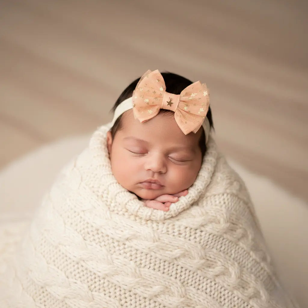Fabric bow with gold stars on a headband Cute Cute