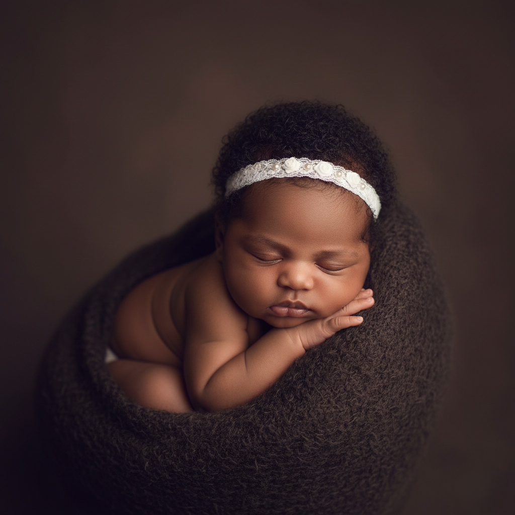 Lace headband with white roses