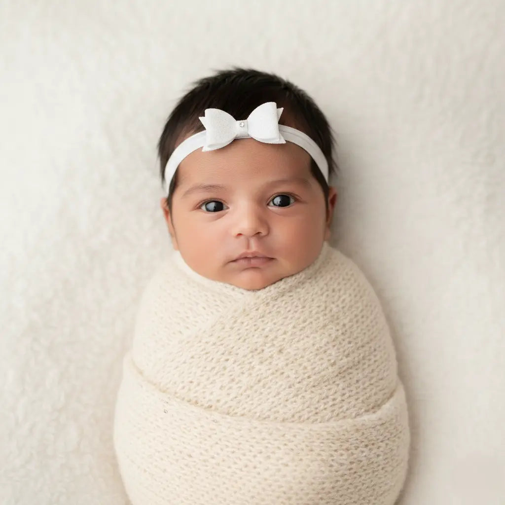 Off white glitter bow on a soft headband Cute Cute