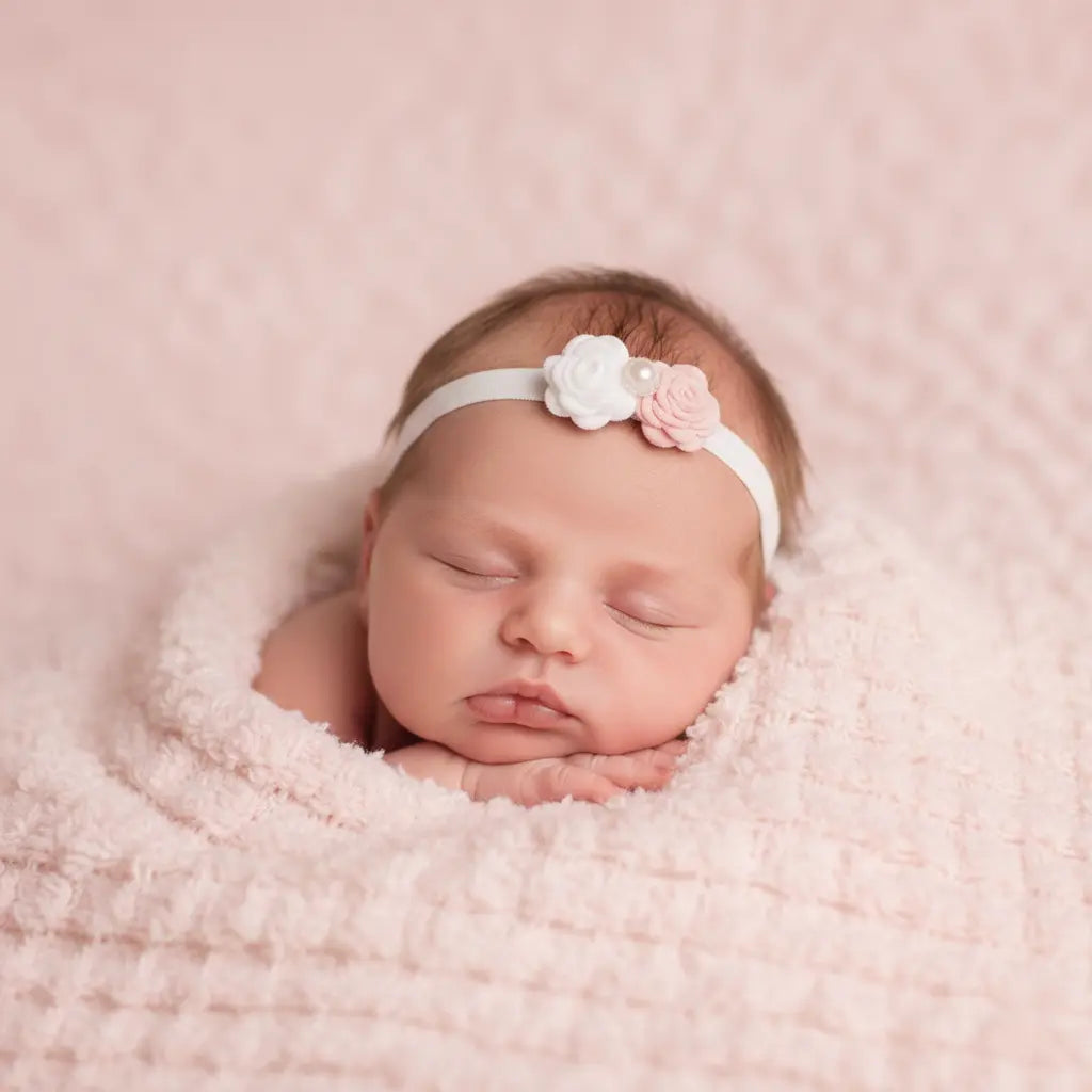Pink felt roses with pearl button Cute Cute