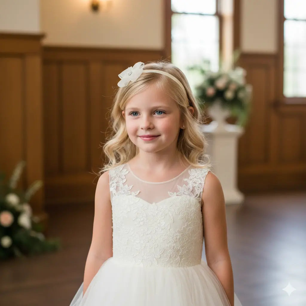 Ivory dotty bow on a headband Cute Cute
