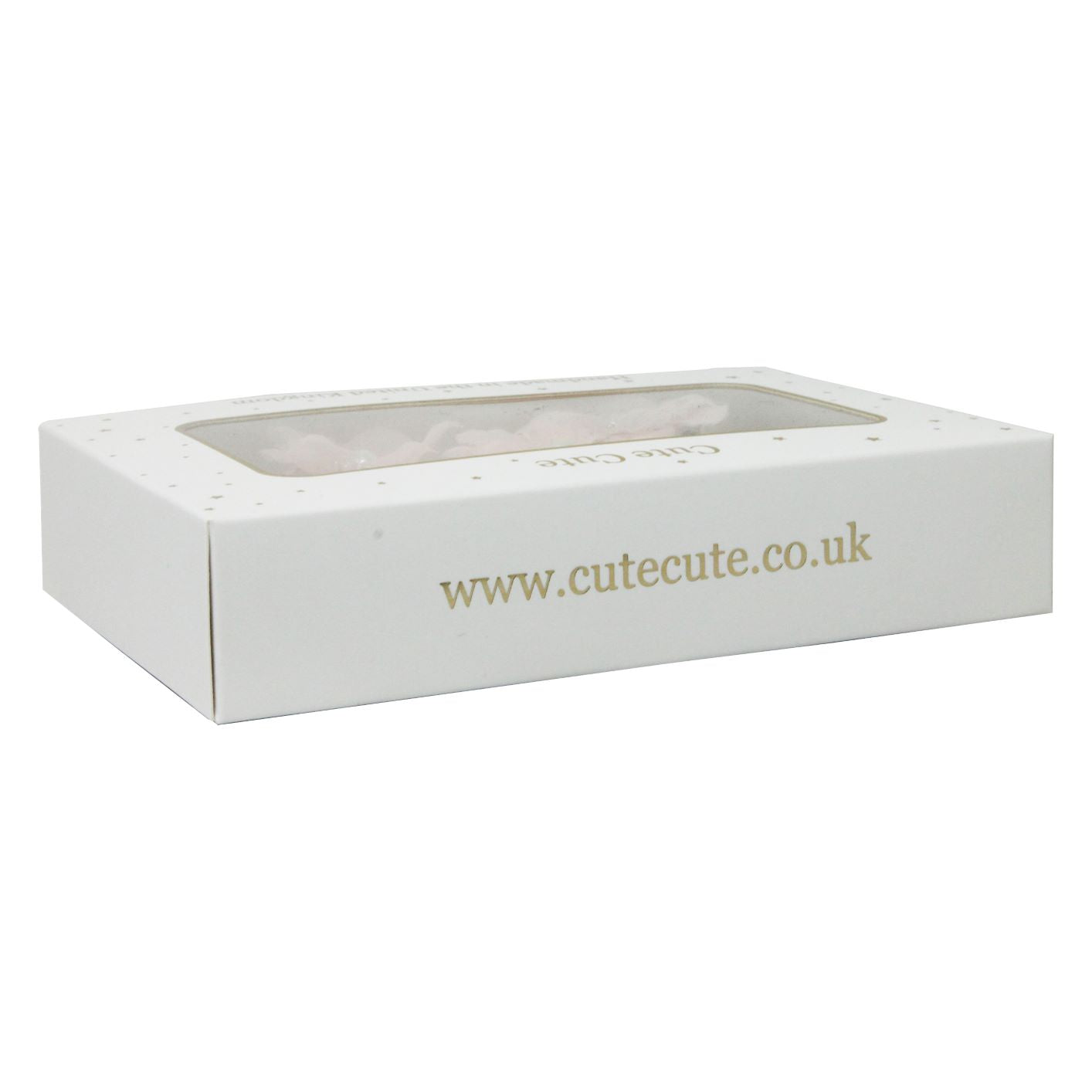 Gold chiffon large bow with glitter crown and pearls in a draw gift box.