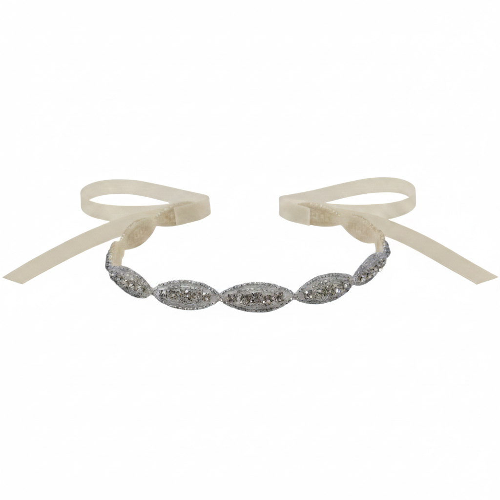 Diamante tie back with satin ribbon