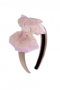 Exclusive gold and pink oversized bow solid headband
