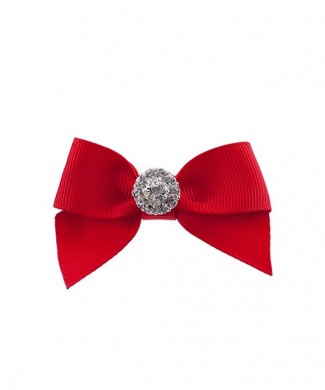 Small single bow with tails rhinestone -various colours