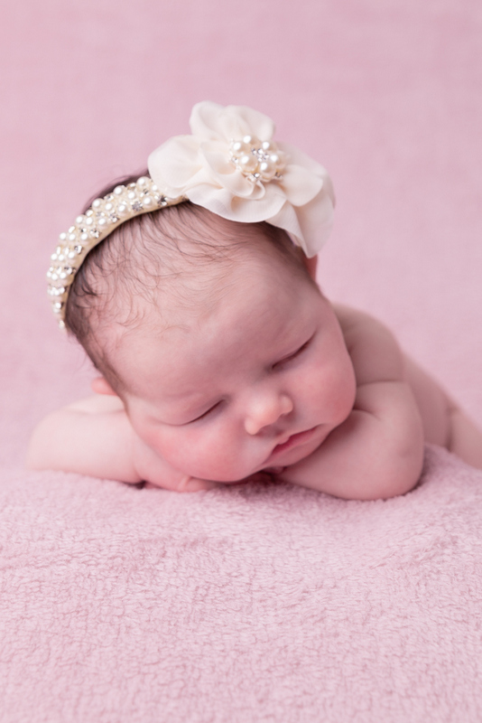 Exclusive crystal and pearl headband with chiffon flower