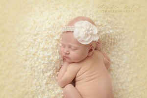 Exclusive crystal and pearl headband with chiffon flower