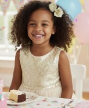 Large double sequin gold bow with rhinestone on an alligator clip